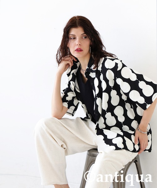 antiqua(アンティカ)の「ひょうたん柄シャツ(シャツ/ブラウス・レディース・ブラック・ONESIZE)」の5枚目の写真
