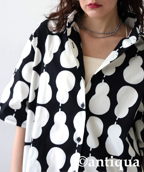 antiqua(アンティカ)の「ひょうたん柄シャツ(シャツ/ブラウス・レディース・ブラック・ONESIZE)」の6枚目の写真
