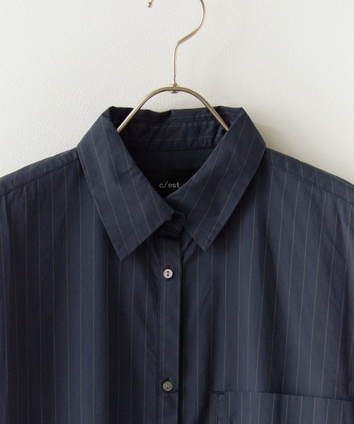 c/est(シーエ)の「c/est/ LOSS シャツワンピース 秋服 冬服(シャツワンピース・レディース・オフホワイト/ブルー/ネイビー・FREE)」の7枚目の写真