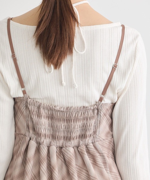 earth music&ecology（アースミュージックアンドエコロジー）の「フロントリボンチェックミニキャミワンピース（ワンピース・レディース・ブラウン系その他4/グレー系その他3・FREE）」の16枚目の写真