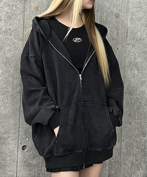【elyts】エリッツ　美品✨️　パーカー　フード　ジップアップ　黒　日本製 elyts】エリッツ美品✨️パーカーフードジップアップ黒日本製