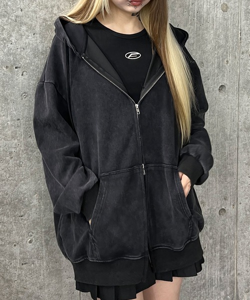 【elyts】エリッツ　美品✨️　パーカー　フード　ジップアップ　黒　日本製 エイジドラージジップパーカー（パーカー）｜Figments