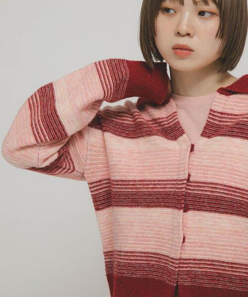 KBF（ケイビーエフ）の「グラデーションボーダーカーディガン（カーディガン/ボレロ・レディース・レッド系その他/ブルー系その他/ブラック系その他・ONE）」の3枚目の写真