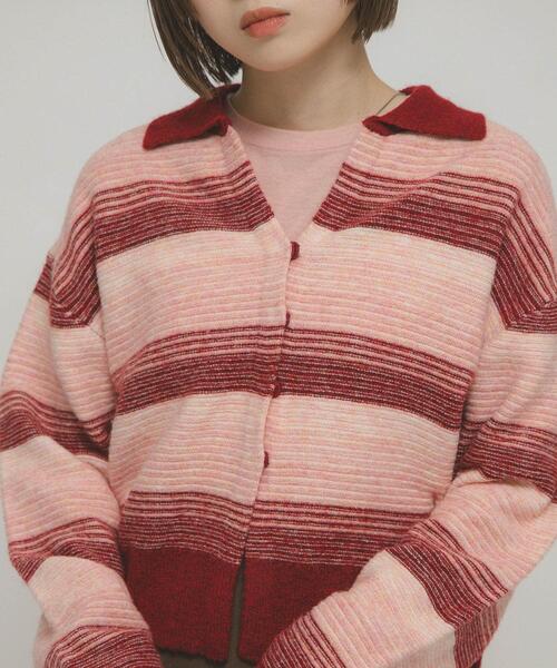 KBF（ケイビーエフ）の「グラデーションボーダーカーディガン（カーディガン/ボレロ・レディース・レッド系その他/ブルー系その他/ブラック系その他・ONE）」の4枚目の写真