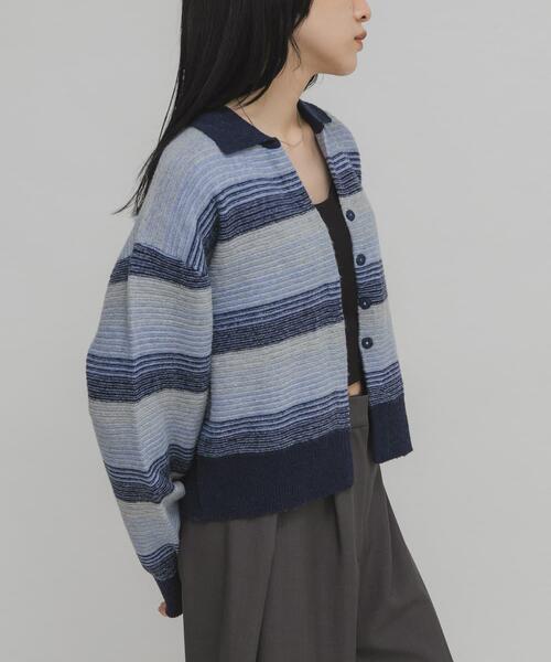 KBF（ケイビーエフ）の「グラデーションボーダーカーディガン（カーディガン/ボレロ・レディース・レッド系その他/ブルー系その他/ブラック系その他・ONE）」の12枚目の写真