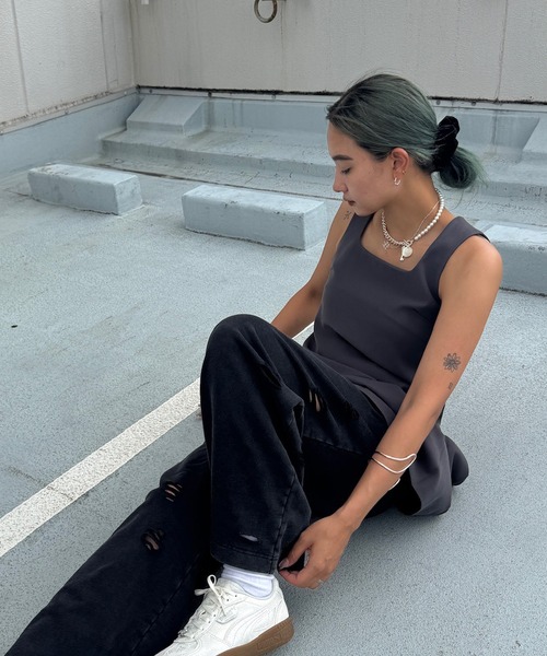 トップス SQUARE NECK LADY LIKE PLEATS TOP SQUARE NECK LADY LIKE PLEATS TOP（その他トップス）｜Ameri