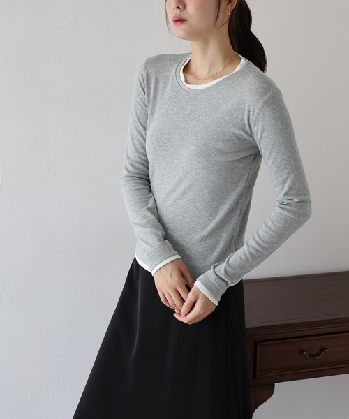 BLUEEAST(ブルーイースト)の「レイヤードデザインロングTシャツ(Tシャツ/カットソー・レディース・ブラック/ホワイト/グレー・MEDIUM)」の22枚目の写真
