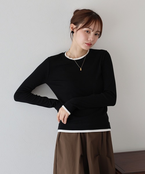 BLUEEAST(ブルーイースト)の「レイヤードデザインロングTシャツ(Tシャツ/カットソー・レディース・ブラック/ホワイト/グレー・MEDIUM)」の4枚目の写真