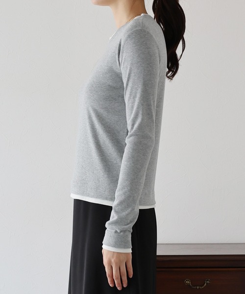 BLUEEAST(ブルーイースト)の「レイヤードデザインロングTシャツ(Tシャツ/カットソー・レディース・ブラック/ホワイト/グレー・MEDIUM)」の11枚目の写真