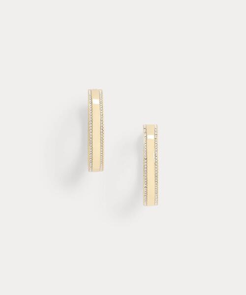 ゴールドプレーテッド パヴェ フープ ピアス