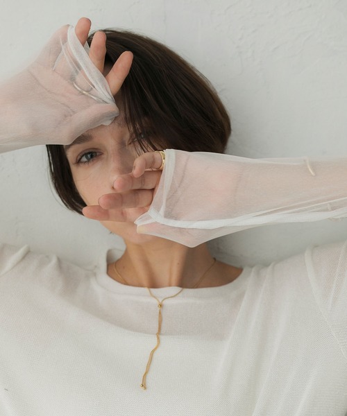 forksy.（フォルクシー）の「【forksy.】袖シャーリング ベロアシアートップス（Tシャツ/カットソー・レディース・ブラウン/チャコールグレー/アイボリー/ブラック/カーキ・FREE）」の7枚目の写真