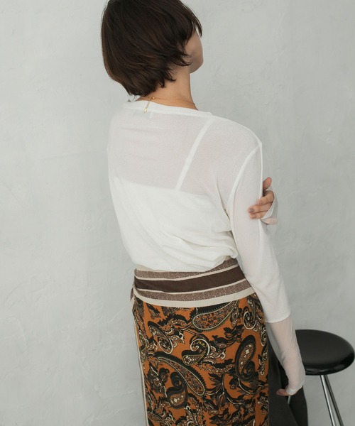 forksy.（フォルクシー）の「【forksy.】袖シャーリング ベロアシアートップス（Tシャツ/カットソー・レディース・ブラウン/チャコールグレー/アイボリー/ブラック/カーキ・FREE）」の10枚目の写真