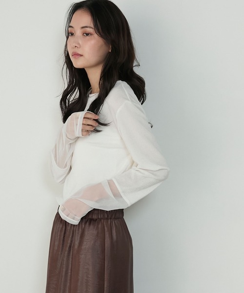 forksy.（フォルクシー）の「【forksy.】袖シャーリング ベロアシアートップス（Tシャツ/カットソー・レディース・ブラウン/チャコールグレー/アイボリー/ブラック/カーキ・FREE）」の19枚目の写真