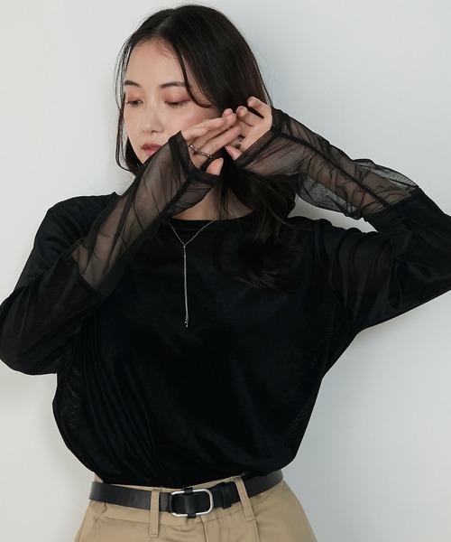 フォクシー☺️ベロアトップス38 forksy.】袖シャーリング ベロアシアートップス forksy.│MONO-MART
