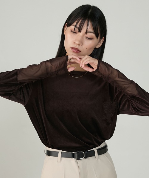 forksy.(フォルクシー)の「【forksy.】<エブリデイシリーズ>袖シャーリング ベロアシアートップス(Tシャツ/カットソー・レディース・ブラウン/チャコールグレー/アイボリー/ブラック/カーキ/ブラック系/ナチュラル・FREE)」の21枚目の写真