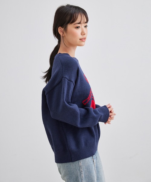 Lace Ladies(レースレディース)の「チェリー柄 配色 クルーネック ニット プルオーバー(ニット/セーター・レディース・レッド/ネイビー/グレー・FREE)」の7枚目の写真