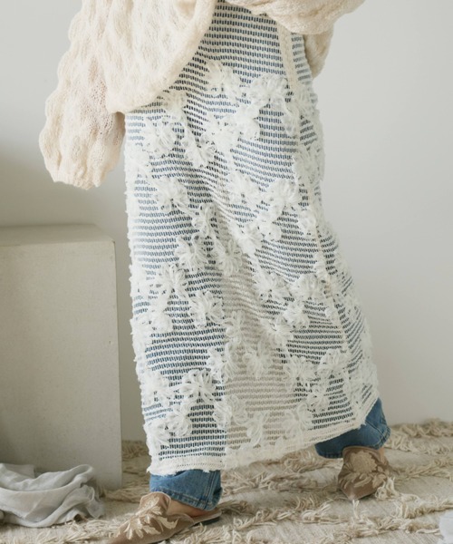 Libra Cue（リブラ キュー）の「シースルーニットロングスカート（スカート・レディース・アイボリー・FREE）」の2枚目の写真