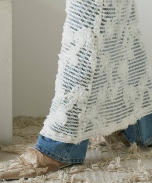 Libra Cue（リブラ キュー）の「シースルーニットロングスカート（スカート・レディース・アイボリー・FREE）」の3枚目の写真