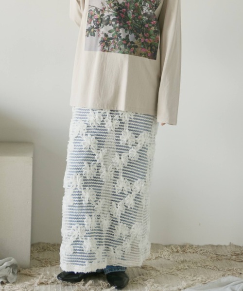 Libra Cue（リブラ キュー）の「シースルーニットロングスカート（スカート・レディース・アイボリー・FREE）」の5枚目の写真