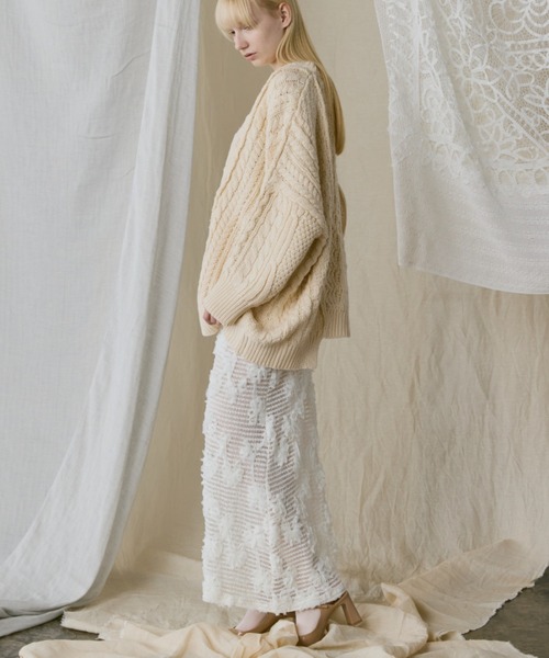 Libra Cue（リブラ キュー）の「シースルーニットロングスカート（スカート・レディース・アイボリー・FREE）」の17枚目の写真