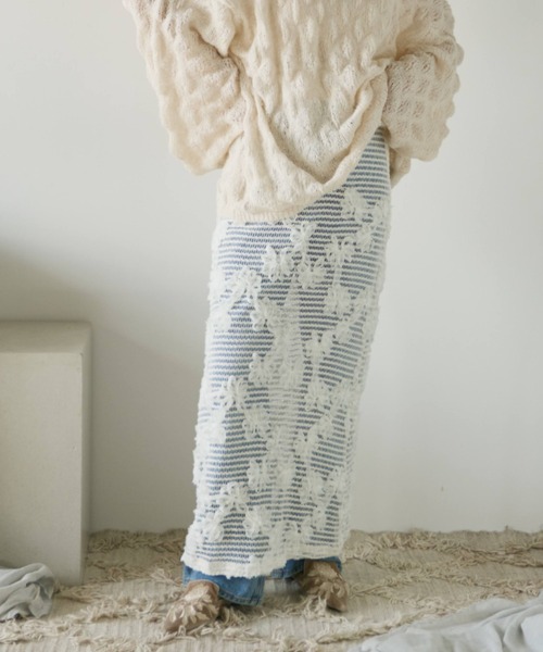 Libra Cue（リブラ キュー）の「シースルーニットロングスカート（スカート・レディース・アイボリー・FREE）」の9枚目の写真