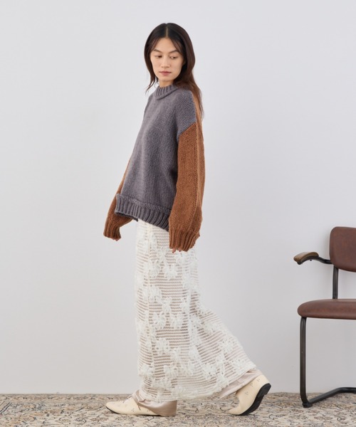 Libra Cue（リブラ キュー）の「シースルーニットロングスカート（スカート・レディース・アイボリー・FREE）」の14枚目の写真