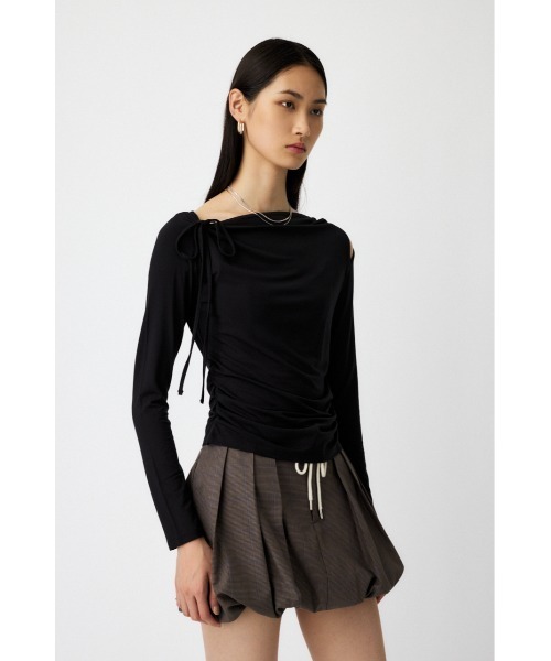 MOUSSY（マウジー）の「SLIT ONE SHOULDER トップス（Tシャツ/カットソー・レディース・チャコールグレー/マジェンタ/アイボリー/ブラック・FREE）」の22枚目の写真