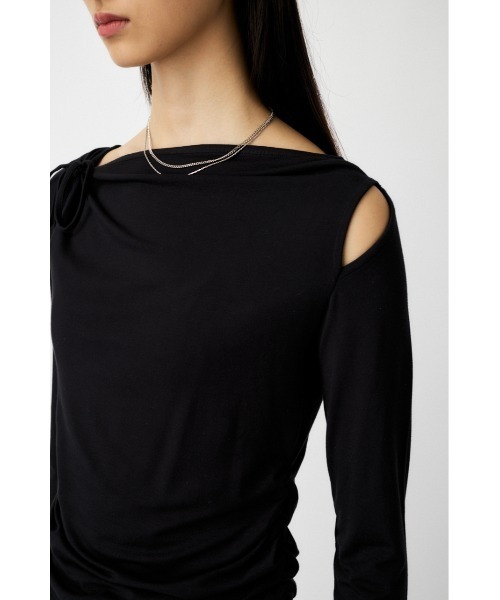 MOUSSY（マウジー）の「SLIT ONE SHOULDER トップス（Tシャツ/カットソー・レディース・チャコールグレー/マジェンタ/アイボリー/ブラック・FREE）」の16枚目の写真