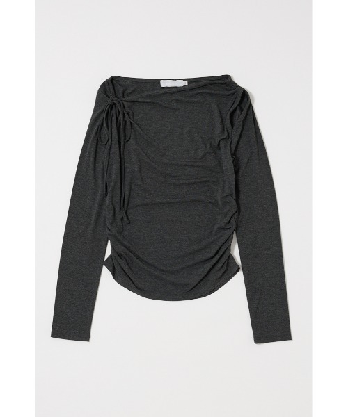 MOUSSY（マウジー）の「SLIT ONE SHOULDER トップス（Tシャツ/カットソー・レディース・チャコールグレー/マジェンタ/アイボリー/ブラック・FREE）」の5枚目の写真