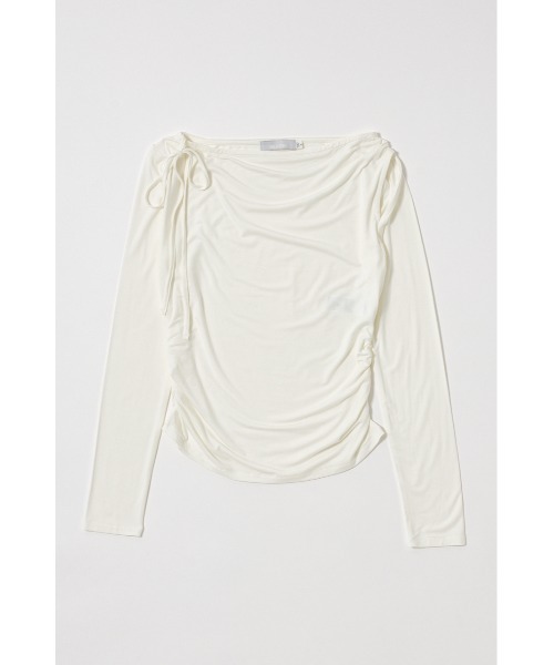MOUSSY（マウジー）の「SLIT ONE SHOULDER トップス（Tシャツ/カットソー・レディース・チャコールグレー/マジェンタ/アイボリー/ブラック・FREE）」の7枚目の写真