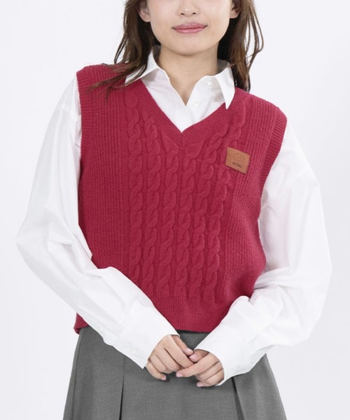 MARY QUANT(マリークワント)の「ケーブルベスト プルオーバー(ベスト・レディース・アイボリー/レッド/ネイビー・M)」の3枚目の写真