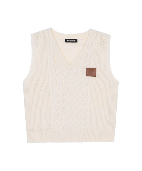 MARY QUANT(マリークワント)の「ケーブルベスト プルオーバー(ベスト・レディース・アイボリー/レッド/ネイビー・M)」の4枚目の写真