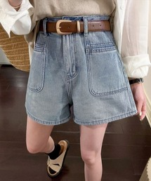 デニムショートパンツ ハイウエスト美脚夏