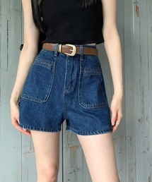デニムショートパンツ ハイウエスト美脚夏