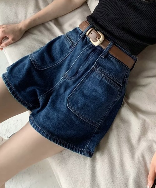 Miniministore(ミニミニストア)の「デニムショートパンツ ハイウエスト美脚夏(デニムパンツ・レディース・サックスブルー/インディゴブルー・L/XL/M/S)」の5枚目の写真