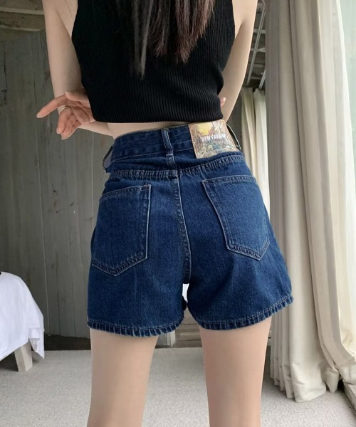Miniministore(ミニミニストア)の「デニムショートパンツ ハイウエスト美脚夏(デニムパンツ・レディース・サックスブルー/インディゴブルー・L/XL/M/S)」の6枚目の写真