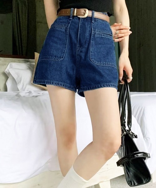 Miniministore(ミニミニストア)の「デニムショートパンツ ハイウエスト美脚夏(デニムパンツ・レディース・サックスブルー/インディゴブルー・L/XL/M/S)」の7枚目の写真