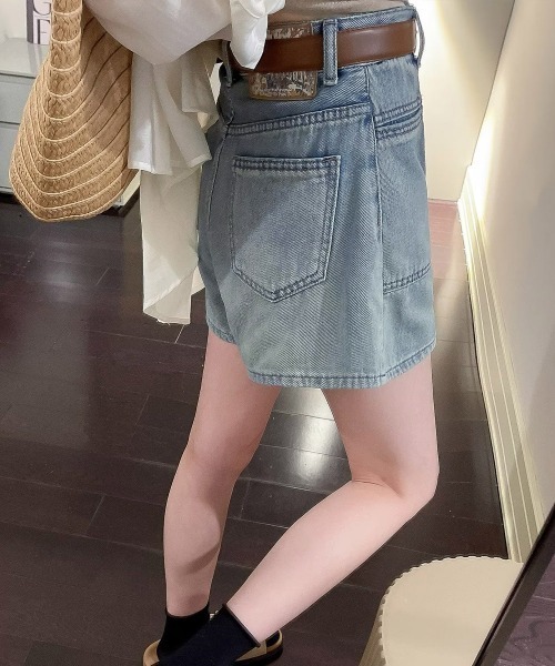 Miniministore(ミニミニストア)の「デニムショートパンツ ハイウエスト美脚夏(デニムパンツ・レディース・サックスブルー/インディゴブルー・L/XL/M/S)」の10枚目の写真
