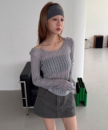 サマーニット　グレー RESEXXY リゼクシー ニット サマーニット レディース メッシュ