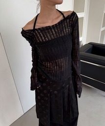 4INT.（フォイント）の「バックリボン レイヤード オフショルダー シースルー 長袖 ダメージ サマーニット（ニット/セーター）」