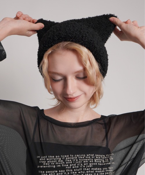 セール】【 IMARI / イマリ 】 猫耳 ボア ニットキャップ #（ニット