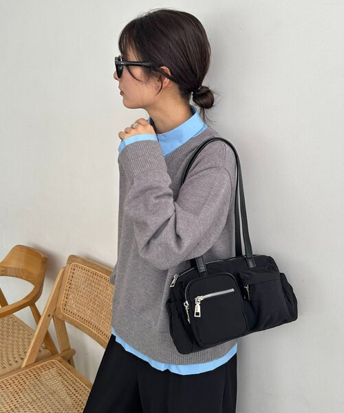 DISCOAT（ディスコート）の「ワッシャーナイロンポケットボストンバッグ（ボストンバッグ・レディース・キャメル/ブラック/カーキ・FREE）」の4枚目の写真