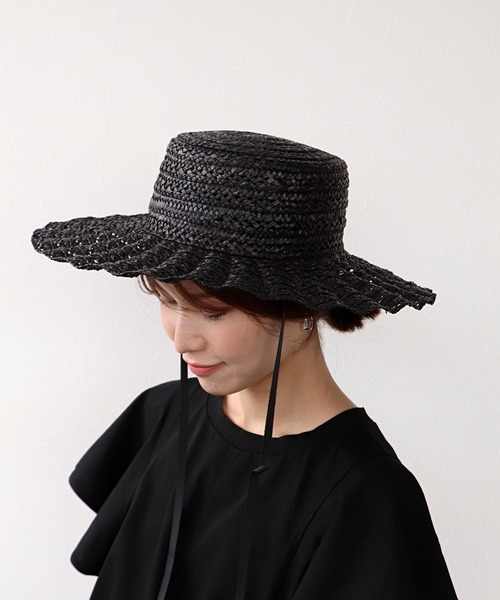 Jines（ジネス）の「透かしなみなみハット（ハット・レディース・ブラック・フリー）」の2枚目の写真