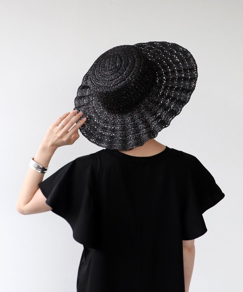 Jines（ジネス）の「透かしなみなみハット（ハット・レディース・ブラック・フリー）」の4枚目の写真