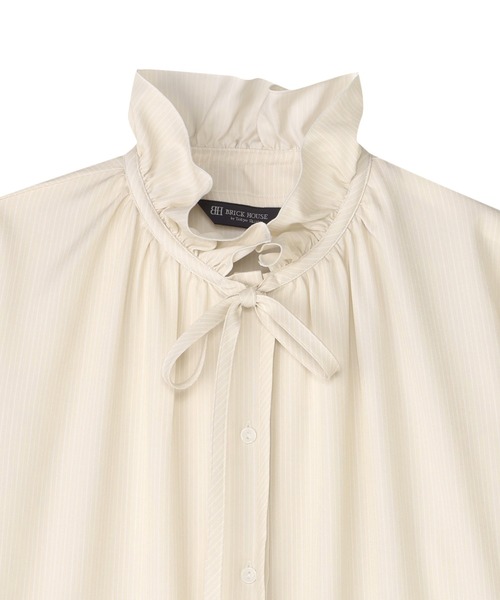 TOKYO SHIRTS（トウキョウシャツ）の「COFREX フリルリボン ブラウス 長袖 レディースデザインシャツ（シャツ/ブラウス・レディース・ベージュ・M/L）」の3枚目の写真