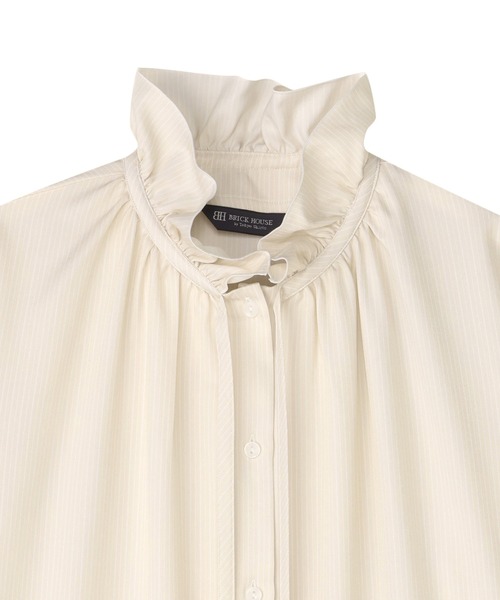 TOKYO SHIRTS（トウキョウシャツ）の「COFREX フリルリボン ブラウス 長袖 レディースデザインシャツ（シャツ/ブラウス・レディース・ベージュ・M/L）」の5枚目の写真