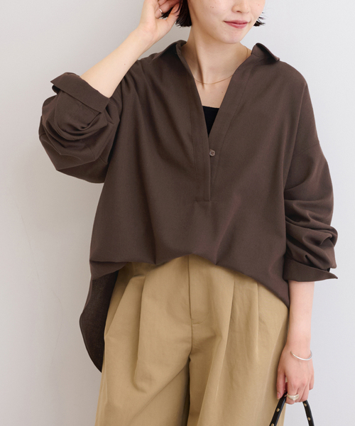 JOURNAL STANDARD relume(ジャーナルスタンダード レリューム)の「《追加 / 新色》カルゼスキッパーブラウス(シャツ/ブラウス・レディース・ブラウン/アイボリー/グレー・FREE)」の13枚目の写真