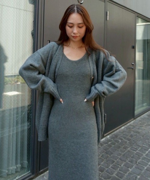 ACYM(アシーム)の「Betty long knit ワンピース(ワンピース・レディース・グレー/ベージュ/ブラック・FREE)」の11枚目の写真