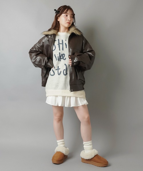 SPINNS（スピンズ）の「ガーリーもクールもOK！2WAY合皮A2ジャケット/フェイクファー取り外し可能/ティペット（その他アウター・レディース・ブラウン/ブラック・ONESIZE）」の19枚目の写真