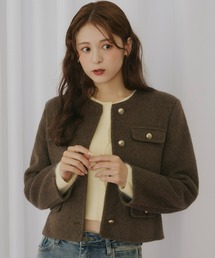 Olu. | ゴールドボタンノーカラージャケット(ノーカラージャケット)